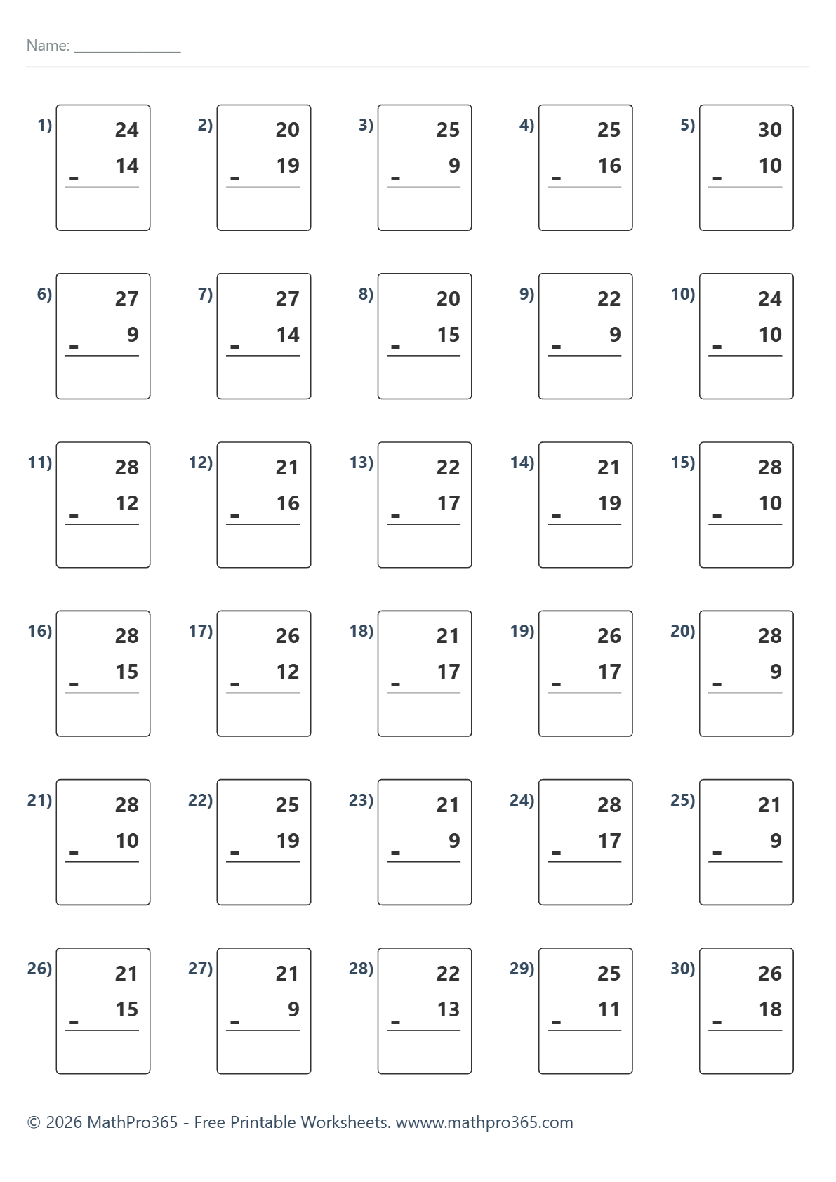 2-Digit Subtraction with Regrouping Grade 2 Free PDF