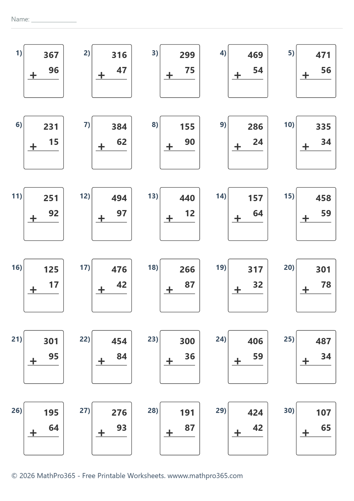Grade 2 Addition: 3-Digit Plus 2-Digit Practice – Free PDF