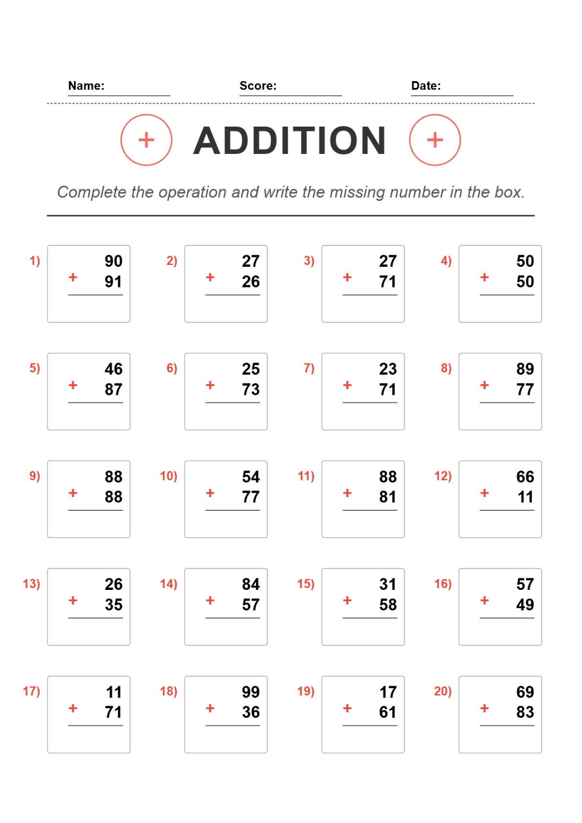 2-Digit + 2-Digit Addition Worksheets (Grade 2) – Free Printable PDF