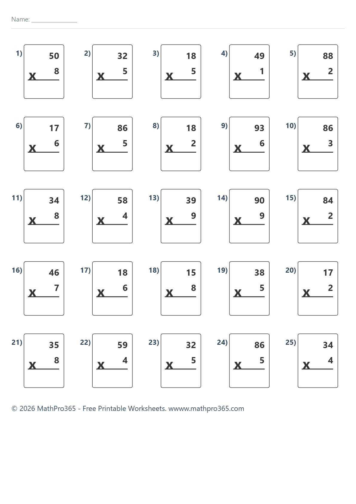 Beginner Multiplication Worksheet Grade 2 Free PDF
