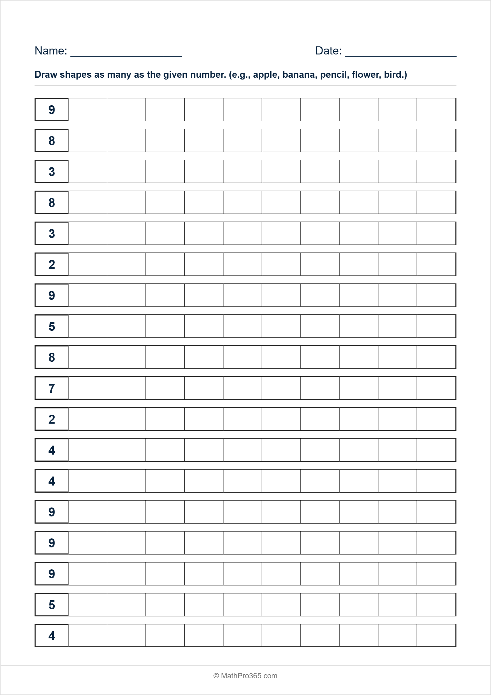 Count and Draw Objects Worksheet Grade 1 Free PDF