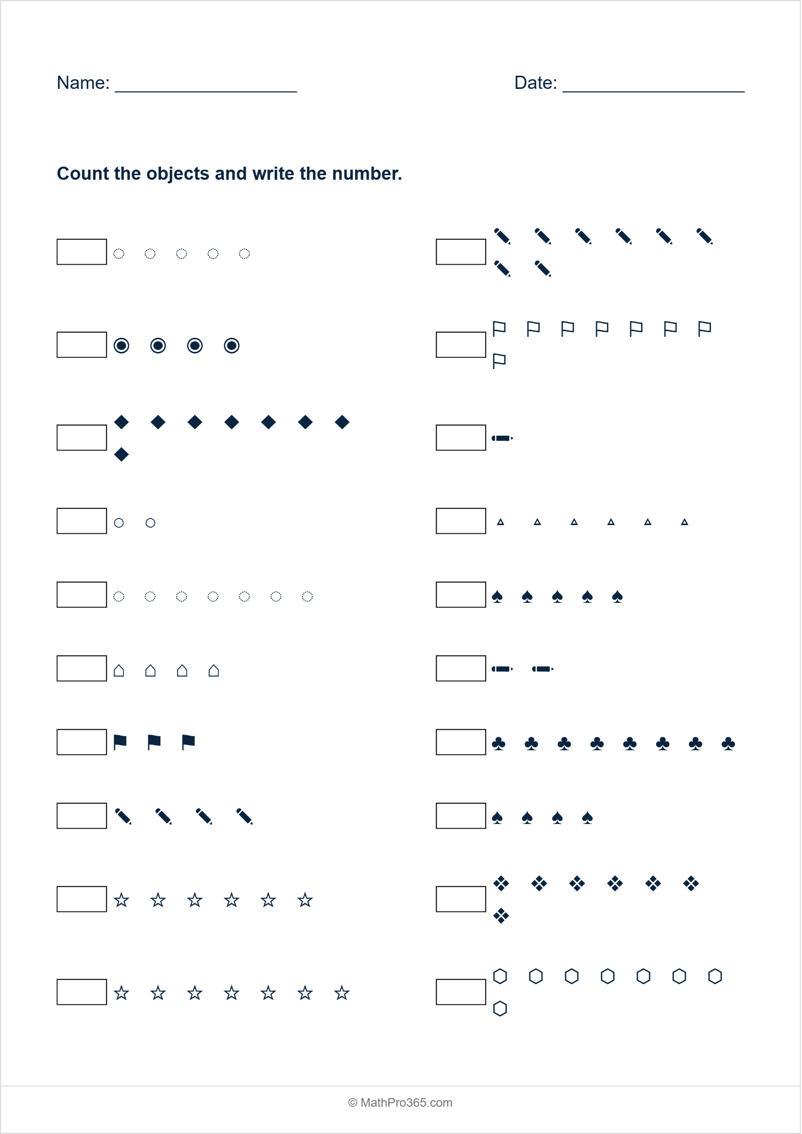 Counting Objects 1 to 9 Worksheet Grade 1 Sheet 2 Free PDF