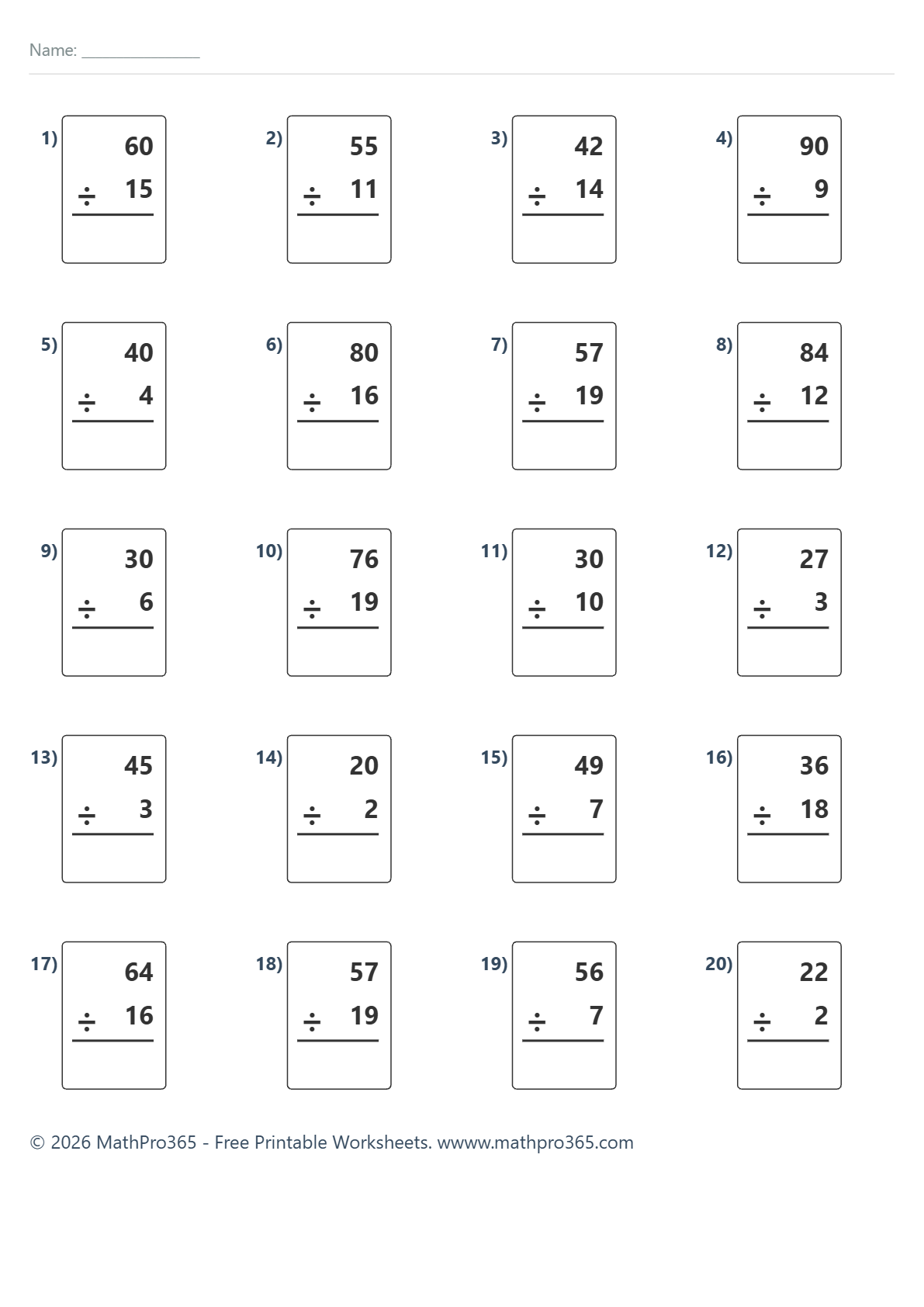 Division Without Remainders Worksheet Grade 2 Free PDF