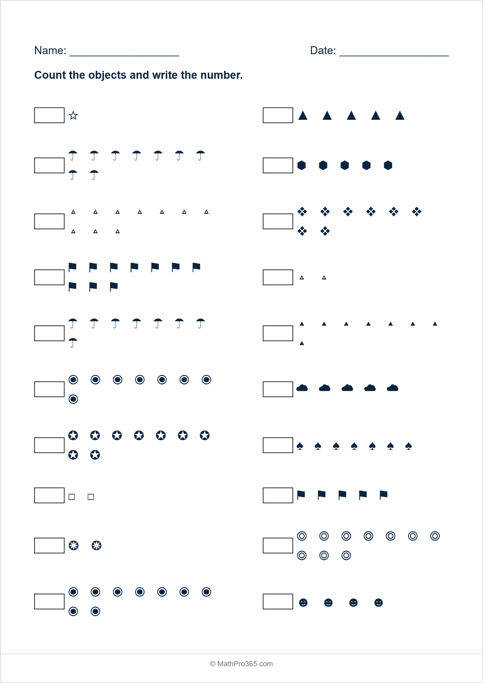 Grade 1 Counting Objects to 10 Worksheet | Free Printable