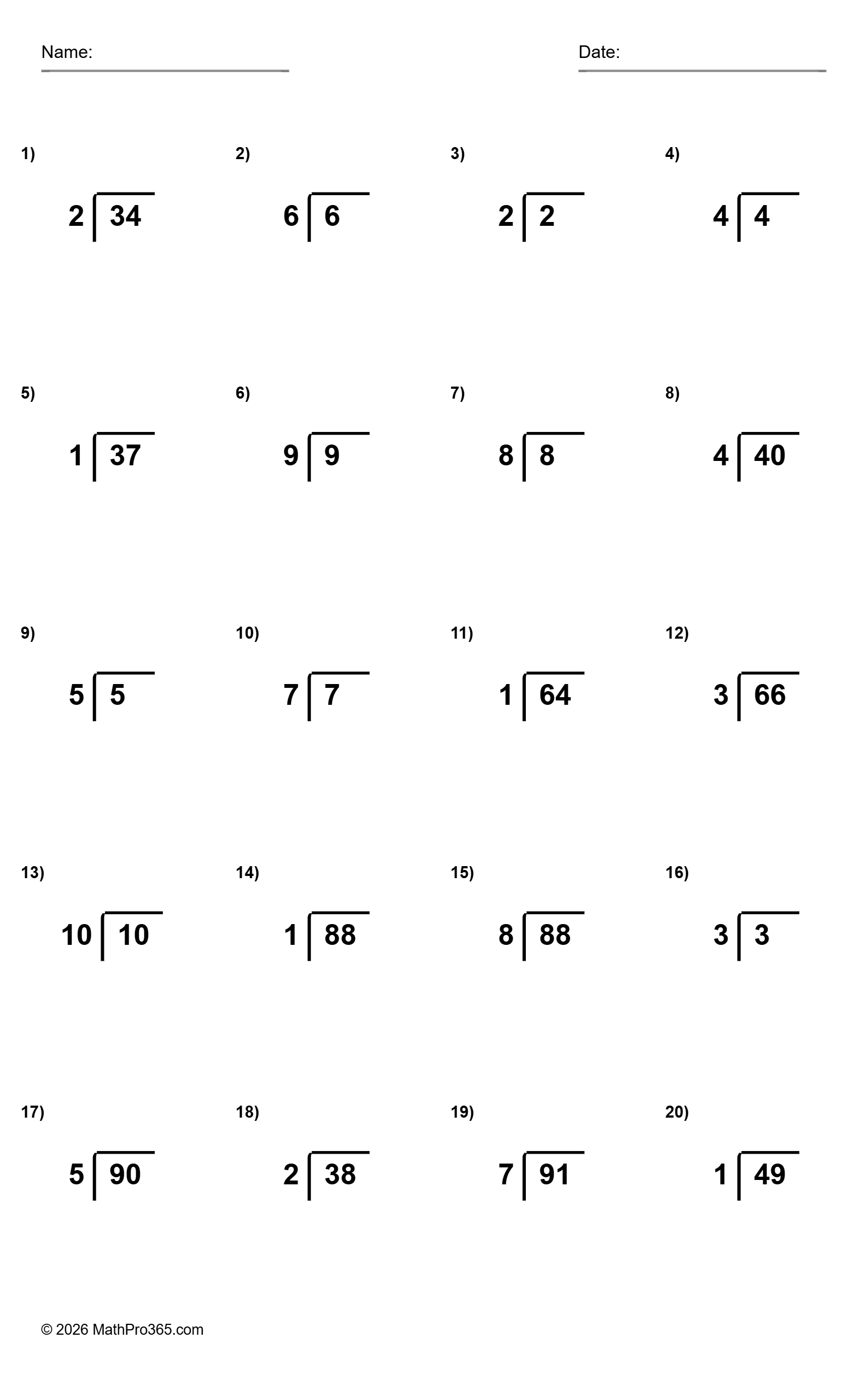 Grade 2 Long Division Practice: Free Math Worksheet
